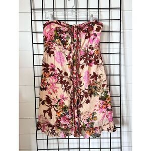 Anthropologie DeJa‎ Vu Dress Womens L Multicolor Smocked Strapless Floral
